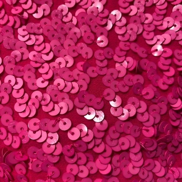 ALICE + OLIVIA Sequined Hot Pink Cap Sleeve Top S - Picture 3 of 3